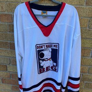 RARE 2007 Family Guy Embroidered Hockey Jersey L XL "Dont Make Me Beg" Brian